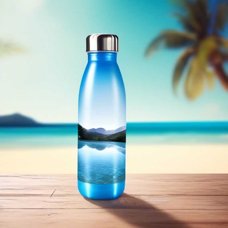 A close-up of a reusable water bottle, showcasing its sleek design and eco-friendly features.