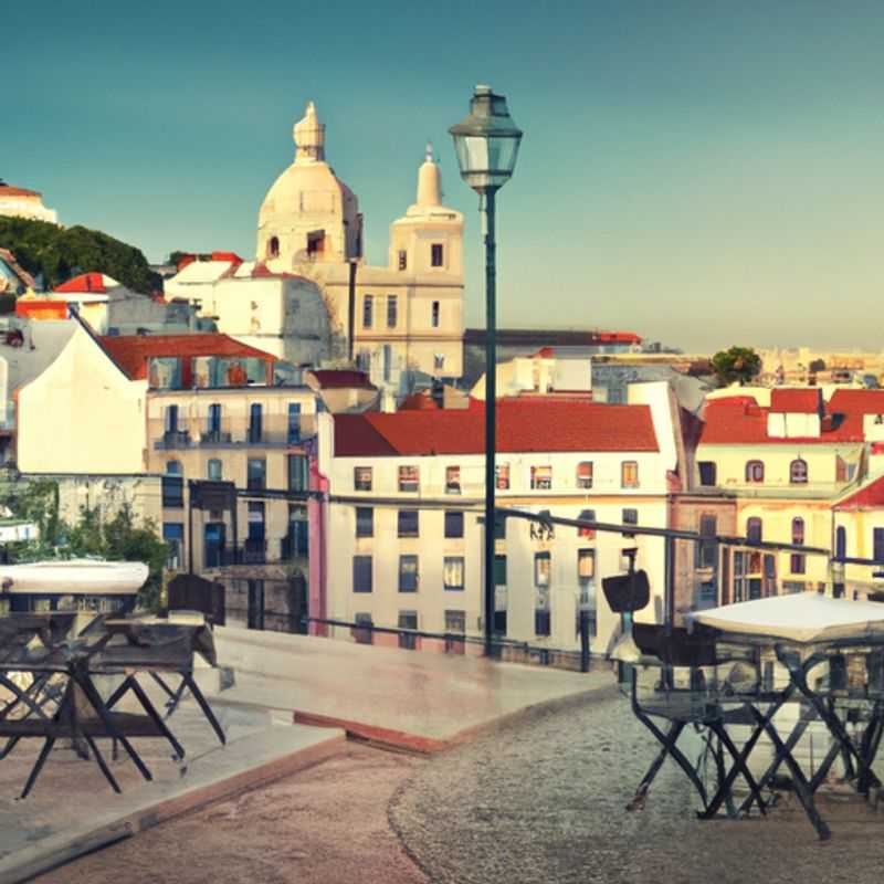 Three couples marveling at the vibrant colors of a traditional Portuguese street scene in Lisbon, Portugal, during their two-week autumn adventure.