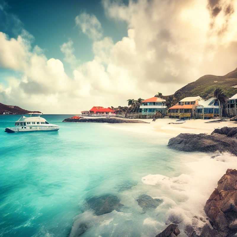 A solo traveler immersed in the vibrant culture and stunning landscapes of St. Barts, Caribbean, during a luxurious two-week winter adventure, surrounded by turquoise waters and lush greenery.