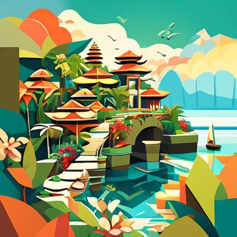 Three couples embracing the lush greenery and serene beaches of Bali, Indonesia, as they embark on a luxurious eco-tourism adventure during their enchanting 4-day spring getaway.