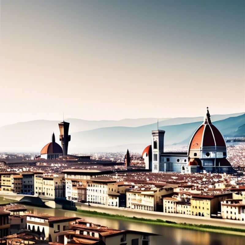 A couple savoring the enchanting winter atmosphere of Florence, Italy, surrounded by historic architecture and twinkling lights, as they embark on a luxurious week-long getaway.