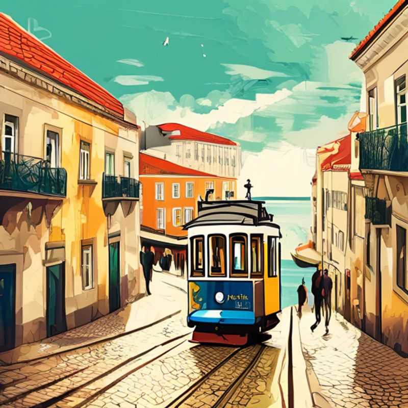 Two couples exploring the vibrant streets of Lisbon, Portugal, basking in the spring sunshine, with colorful tiled buildings and blooming flowers creating a picturesque backdrop for their 24-hour luxury staycation.