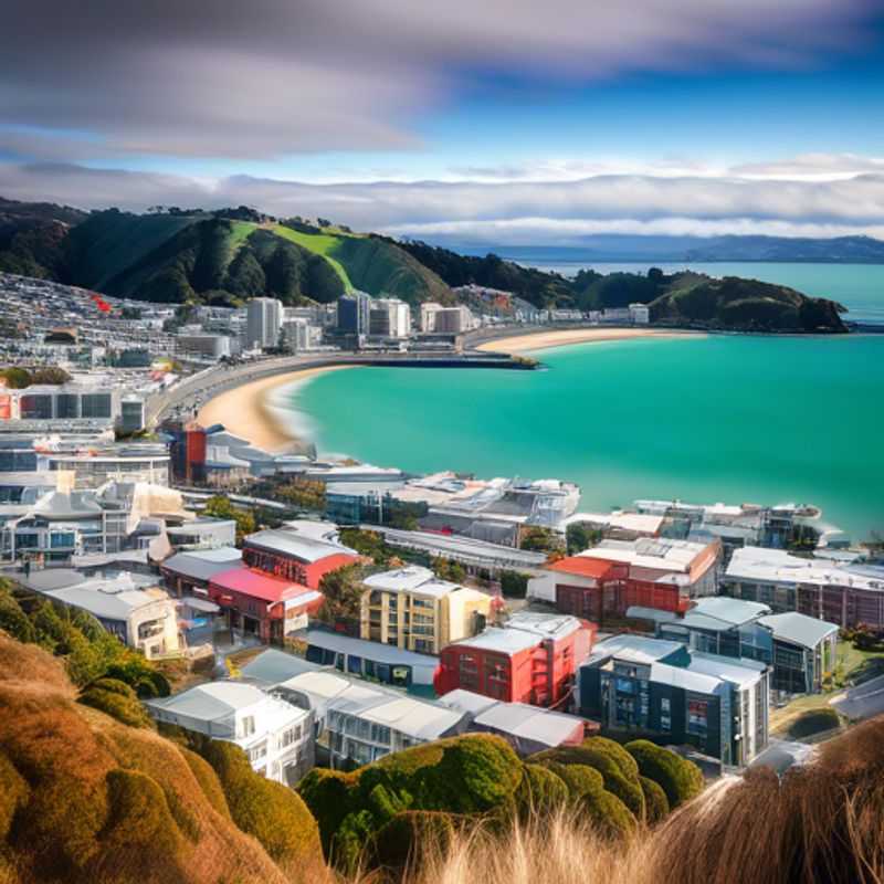 A solo traveler admiring the stunning waterfront views of Wellington, New Zealand, enveloped in winter's embrace, during a luxurious 4-day adventure filled with romance and exploration.