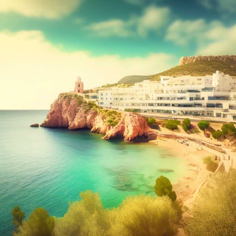 Two couples basking in the vibrant spring sunshine on the stunning beaches of Ibiza, Spain, enjoying a luxurious weekend getaway filled with relaxation and adventure.