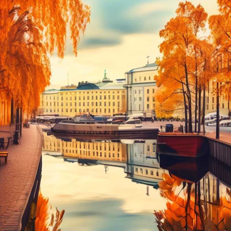 A solo traveler, The Luxury Staycationer, savoring the vibrant autumn foliage in Helsinki, Finland, as they explore the city's stunning architecture and cozy cafes during their 3-day fall getaway.