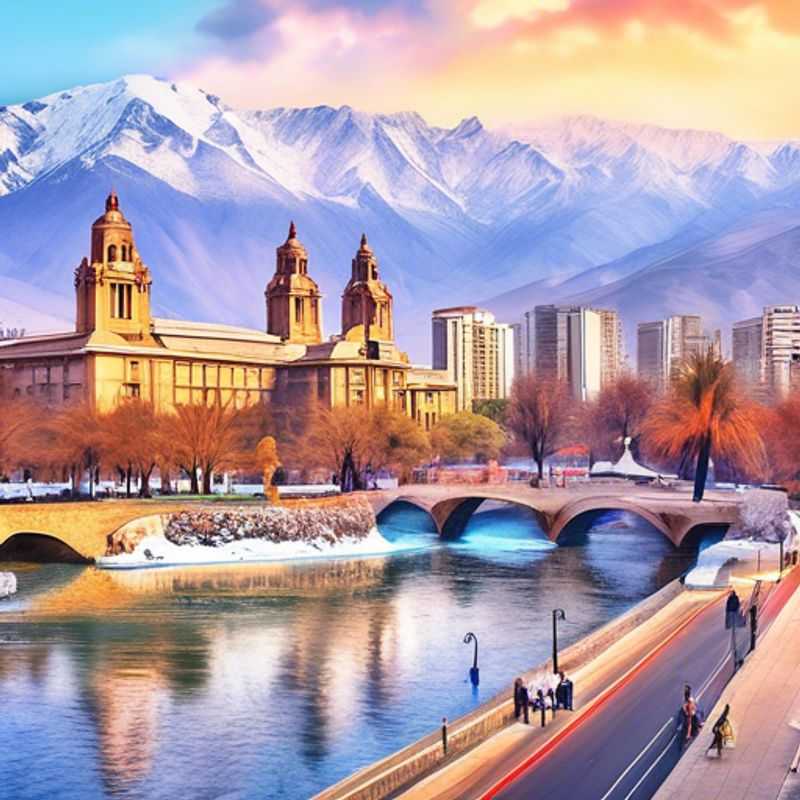 Two couples savoring a picturesque winter evening in Santiago, Chile, with the stunning Andes mountains in the background, capturing the essence of luxury romance during their 4-day getaway.