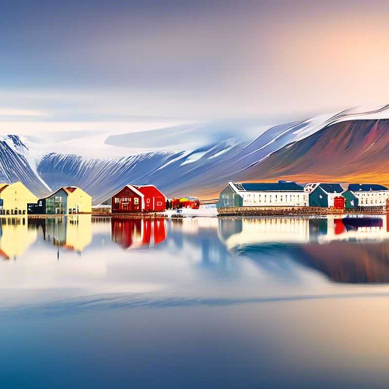 Two couples experiencing the breathtaking Arctic landscape of Svalbard, Norway, surrounded by majestic glaciers and the enchanting glow of the Northern Lights during their week-long luxury getaway.