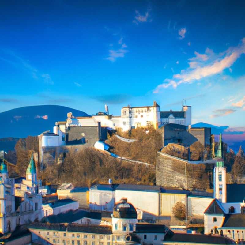 <h1>Salzburg's Enchanting Embrace&#58; Top 5 Luxury Experiences for Couples – Hohensalzburg Fortress&#44; Mozart's Birthplace&#44; Mirabell Palace and Gardens&#44; Hellbrunn Palace &#38;; Trick Fountains&#44; Salzburg Cathedral</h1> Two couples marvel at the majestic Hohensalzburg Fortress, a grand sentinel perched atop the Mönchsberg hill in Salzburg, Austria, during their weeklong summer adventure.