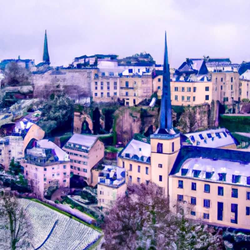 A solo traveler stands in the heart of Luxembourg City, Luxembourg, surrounded by the enchanting winter wonderland of the Old Town, with its snow-kissed rooftops and medieval charm. This image captures the serene beauty of the city during a 2-week winter escape.