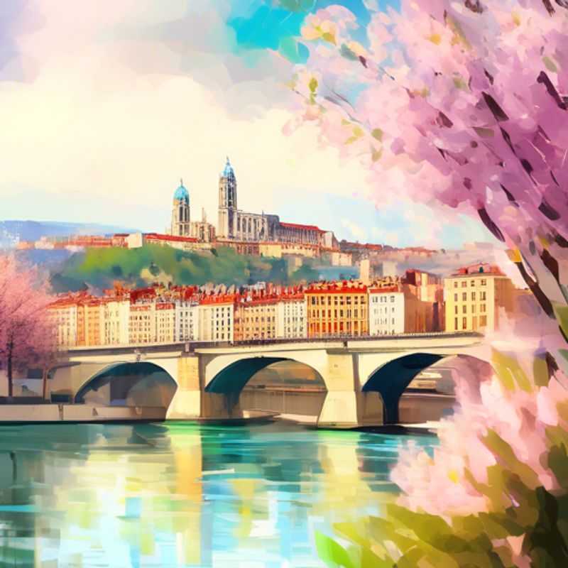 Three couples savoring the vibrant spring atmosphere in Lyon, France, as they explore the city's charming streets, indulge in exquisite cuisine, and capture unforgettable moments during their luxurious 5-day getaway.