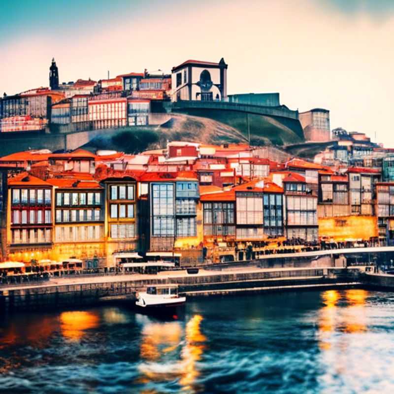 A luxury solo traveler savoring the stunning winter scenery of Porto, Portugal, with its iconic colorful buildings and the Douro River in the background during a 5-day journey.