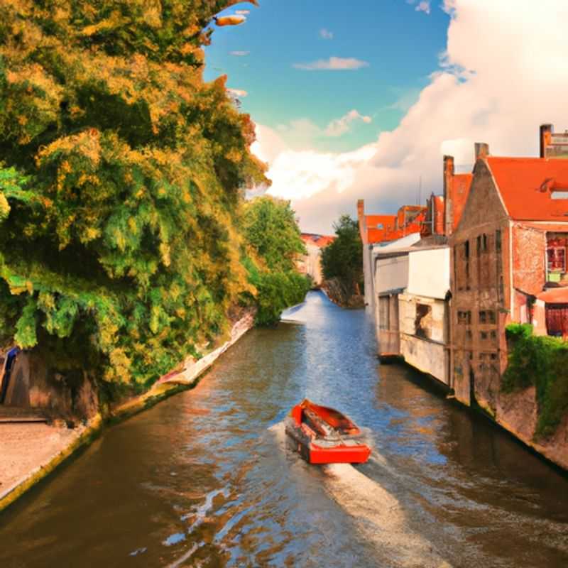 <h1>Bruges for Luxury Travelers&#58; Canal Boat Tour&#44; Historic Centre&#44; De Karmeliet Dining&#44; and The Old Chocolate House</h1> A couple strolls hand&#45;in&#45;hand through the enchanting cobblestone streets of Bruges, Belgium, in the springtime, surrounded by colorful flowers and charming canals.