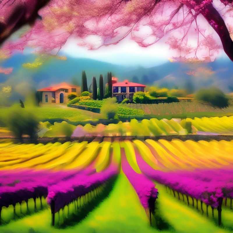 Two couples savoring the lush vineyards of Napa Valley, USA, basking in the vibrant spring colors during their two-week luxury romantic getaway.