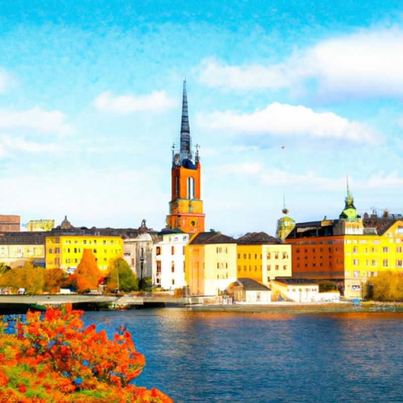 A couple strolls hand&#45;in&#45;hand across the enchanting cobblestone streets of Stockholm, Sweden, during their week&#45;long autumn adventure, enveloped in the city's timeless charm and vibrant hues of fall foliage.