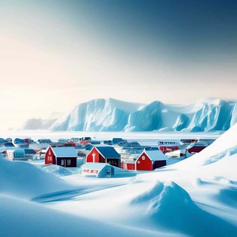 A lone traveler, clad in warm gear, gazes out at the breathtaking icy landscape of Greenland, where rugged mountains meet the vast expanse of the frozen sea. The perfect backdrop for a luxury festivalgoer seeking a coolcation in this pristine Arctic paradise.