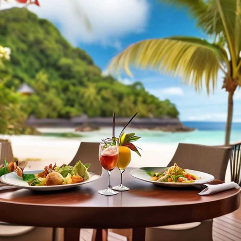 <h1>The Luxury Foodie's Guide to Seychelles&#58; 8 Unforgettable Culinary Experiences</h1> A solo traveler savoring a delectable seafood dish on a pristine beach in The Seychelles, enjoying a luxurious culinary adventure in this tropical paradise.