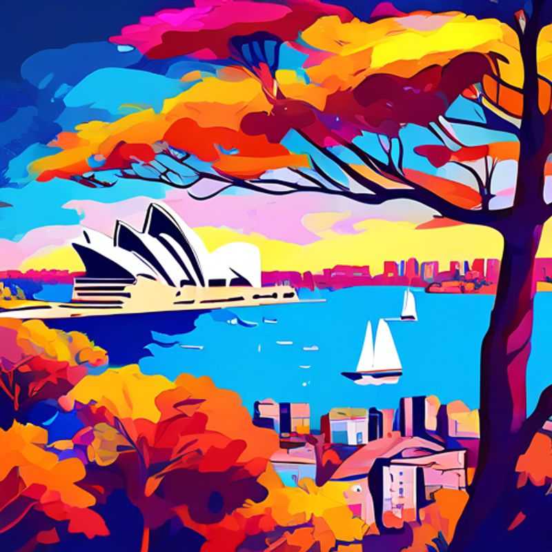 A luxurious couple capturing the vibrant autumn colors along Sydney's iconic Harbour, basking in the sun during their 4-day fall adventure as The Luxury Social Media Traveler.