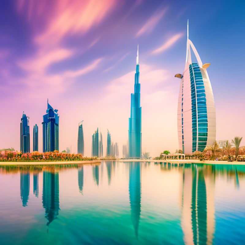 A solo luxury traveler stands in awe before the towering, futuristic skyline of Dubai, United Arab Emirates, captivated by the city's opulent grandeur during their 4-day spring adventure.