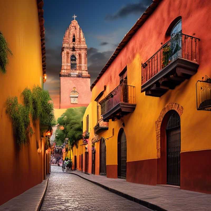 <h1>Luxury Eco&#45;Tourism in San Miguel de Allende&#58; Top 5 Couples' Experiences from Historic Architecture to Hot Air Balloon Rides</h1> Two couples exploring the vibrant streets of San Miguel de Allende, Mexico, surrounded by colorful colonial architecture and autumn foliage during their week-long luxury eco-tourist adventure.