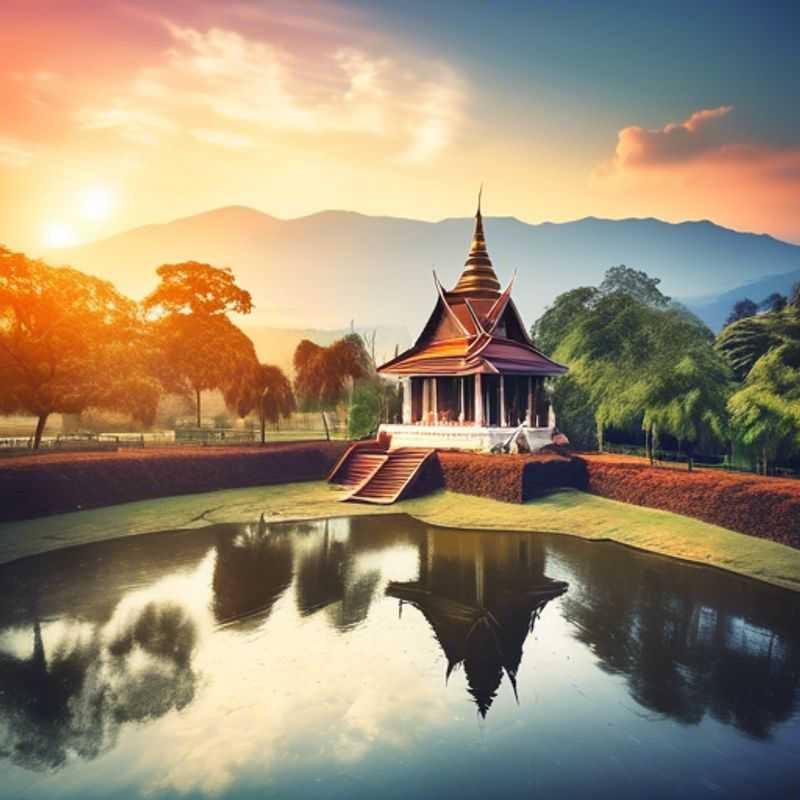 A luxury family adventure in Chiang Mai, Thailand, showcasing children marveling at the vibrant local markets and lush landscapes during their enchanting 3-day winter getaway.