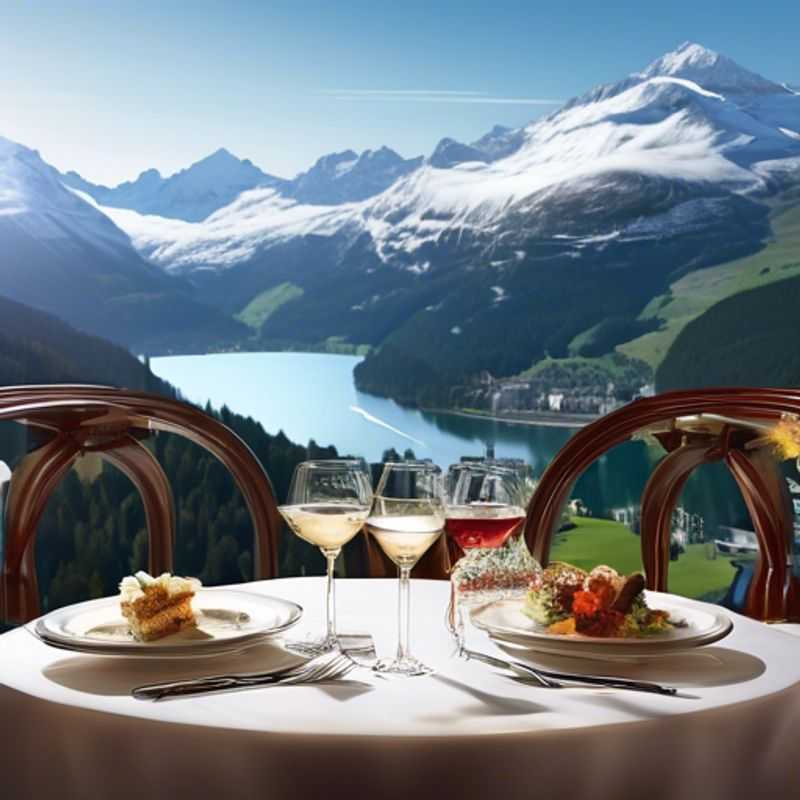 <h1>24 Hours of Luxury Indulgence in St. Moritz&#58; A Foodie's Guide to Badrutt's Palace&#44; Swiss Cooking Classes&#44; Gourmet Tours&#44; Ecco St. Moritz&#44; and Wine Tastings</h1> A couple indulging in a gourmet dining experience with breathtaking views of the Swiss Alps in St. Moritz, Switzerland, during their 24-hour spring getaway.