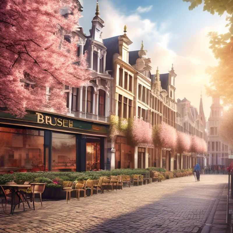 A stylish couple savoring the vibrant spring atmosphere in Brussels, Belgium, as they explore the stunning Grand Place, surrounded by blooming flowers and festive decorations during their 24-hour luxury getaway.