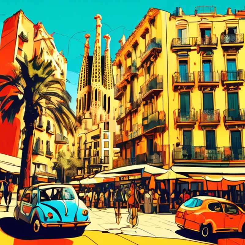 A solo luxury traveler immersing in the vibrant culture of Barcelona, Spain, surrounded by the stunning architecture of Gaudí and the lively summer atmosphere during a 5-day exploration.