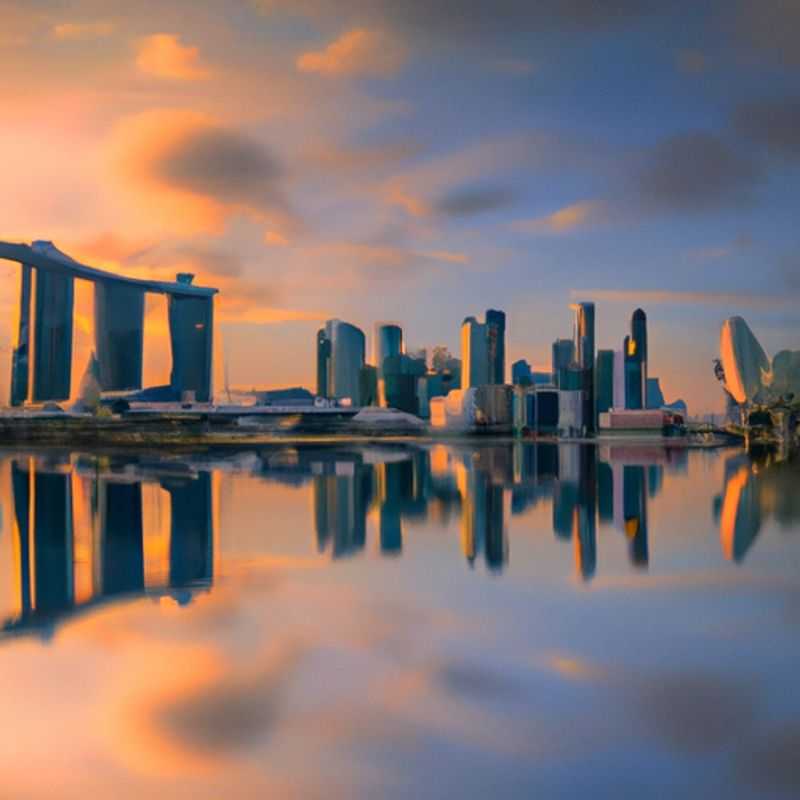 Three jubilant couples embarking on a fortnight&#45;long summer adventure in the vibrant metropolis of Singapore, marveling at the iconic Marina Bay Sands hotel, a dazzling architectural masterpiece.