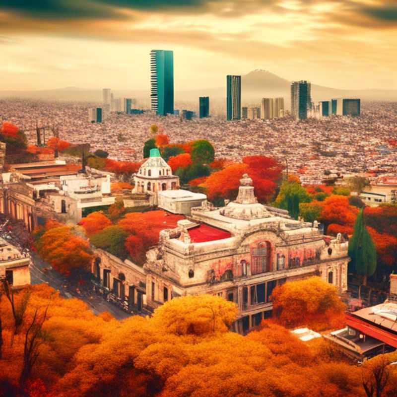 A solo traveler savoring the vibrant autumn hues of Mexico City, Mexico, as they explore the city's rich culture and luxury experiences during a 5-day fall getaway.