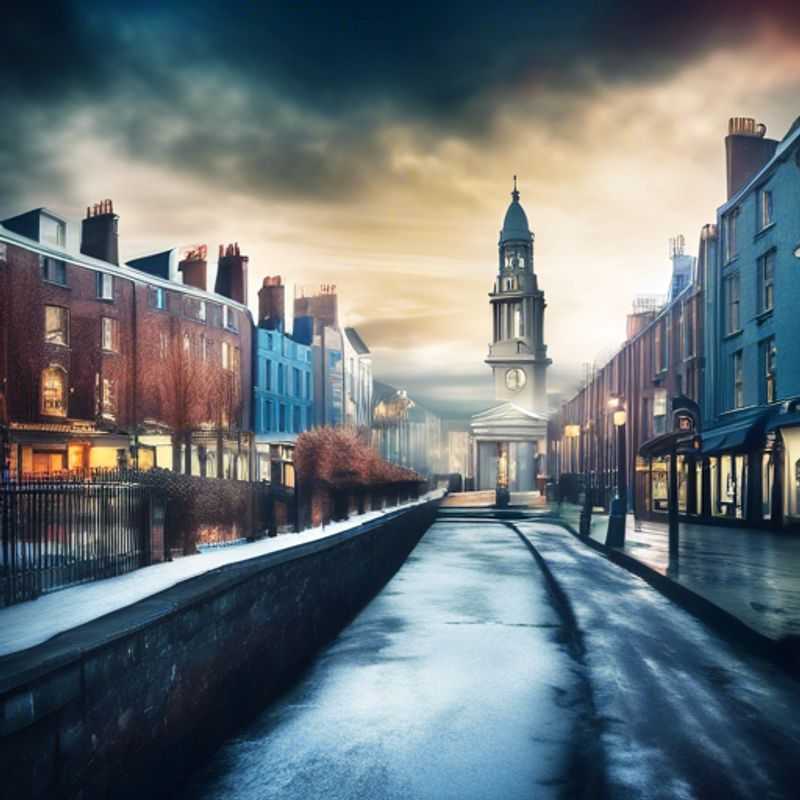 Three couples savoring the vibrant atmosphere of Dublin, Ireland, as they explore historic streets adorned with winter charm during their luxurious 4-day getaway.