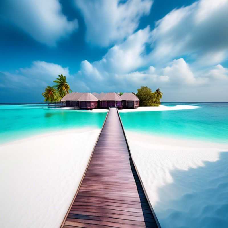 A solo luxury adventurer soaking in the serene beauty of the Maldives, surrounded by crystal-clear waters and pristine white sands, during a blissful 24-hour winter getaway.