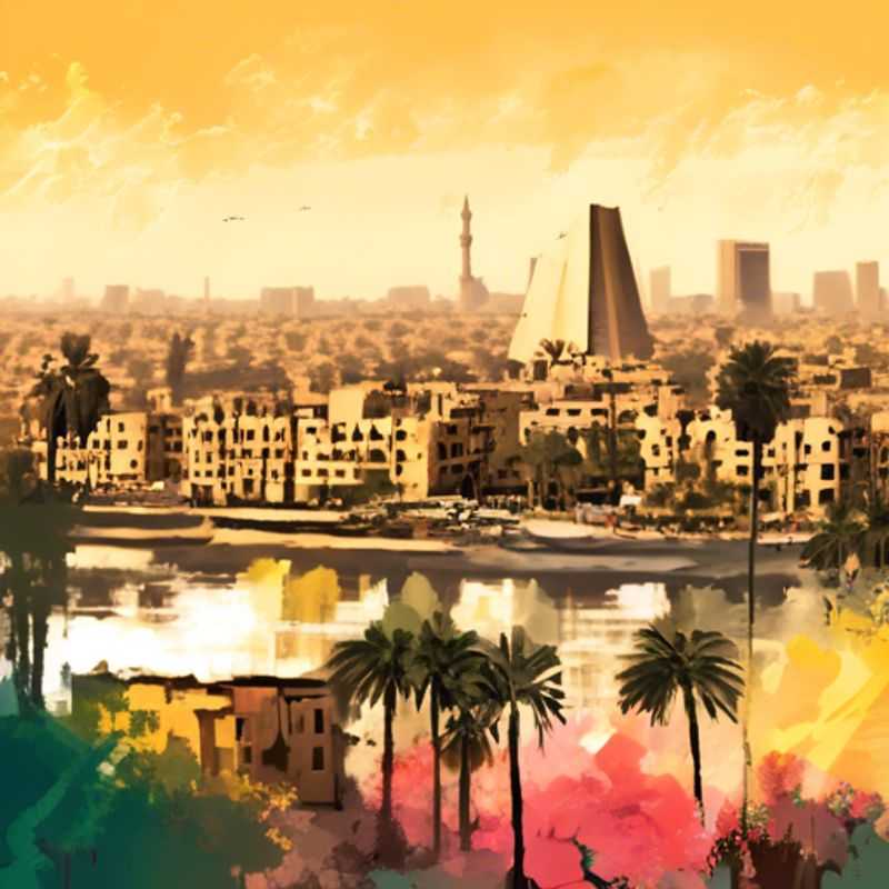 A couple immersed in the vibrant culture of Cairo, Egypt, surrounded by blooming spring gardens and the majestic backdrop of the Pyramids, during their luxurious 5-day adventure.