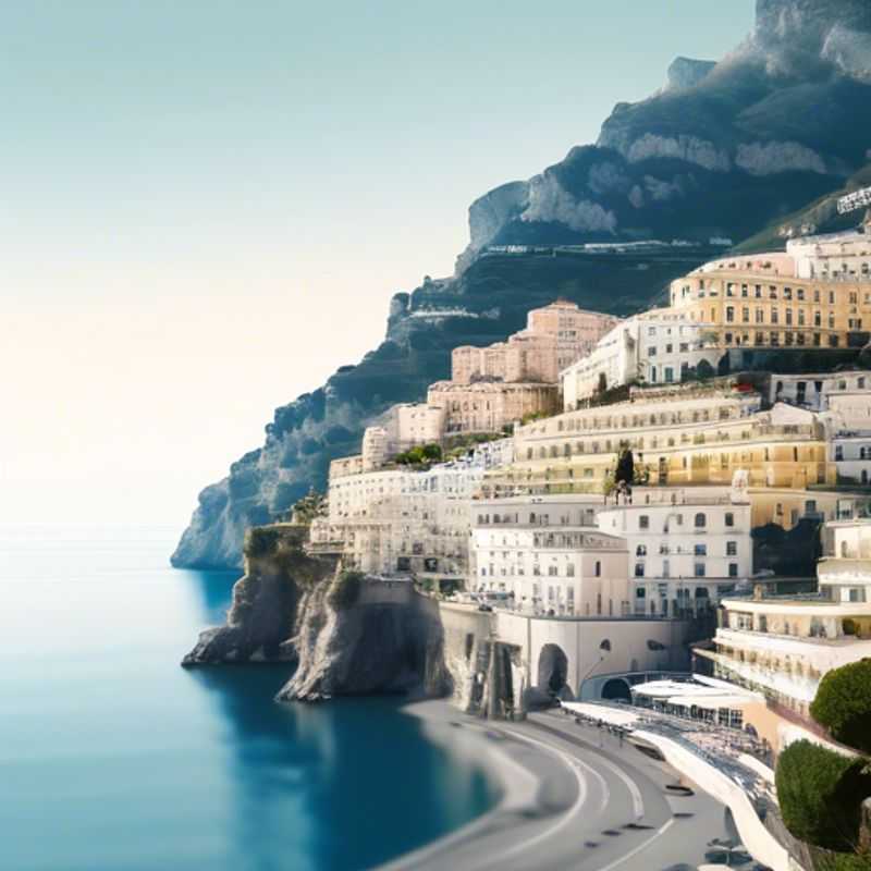 A solo traveler savoring the breathtaking winter views of the Amalfi Coast, Italy, with its charming cliffside villages and serene blue waters, during a luxurious 24-hour getaway.