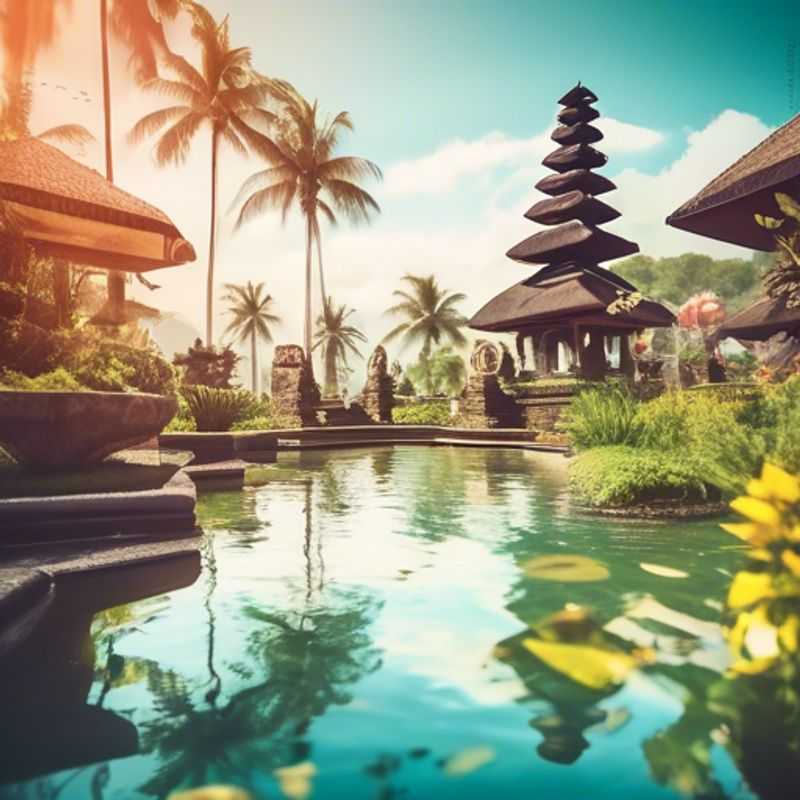 Two couples basking in the vibrant spring sunshine on a stunning Bali beach, surrounded by lush greenery and crystal-clear waters, perfectly embodying the essence of luxury weekend travel in Indonesia.