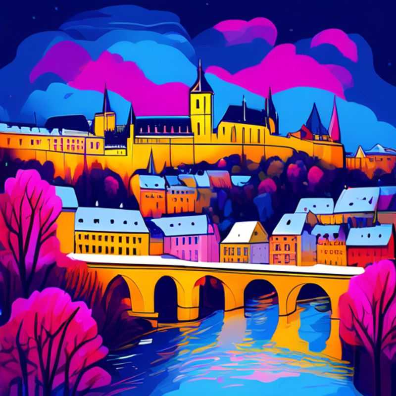 A couple exploring the charming winter landscape of Luxembourg City, Luxembourg, with its picturesque old town and snow-covered rooftops, during their luxurious 5-day staycation.