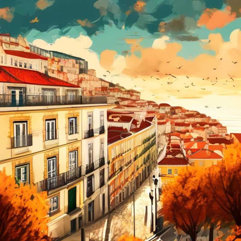 Three couples savoring the vibrant autumn hues of Lisbon, Portugal, as they embark on a luxurious week of romance and adventure, with historic trams and stunning viewpoints as their backdrop.