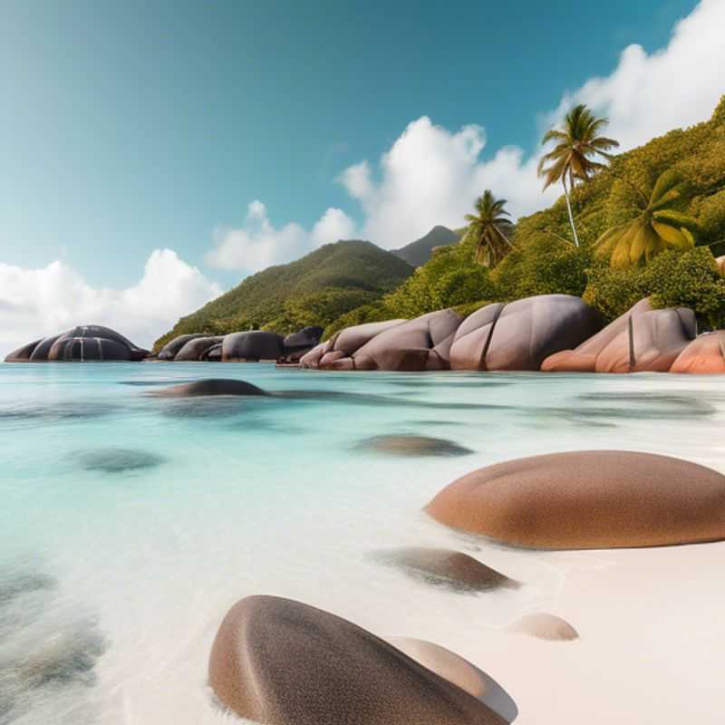 A family of eco-tourists exploring the stunning beaches and lush landscapes of The Seychelles, enjoying quality time together amidst nature's paradise during their 5-day fall vacation.