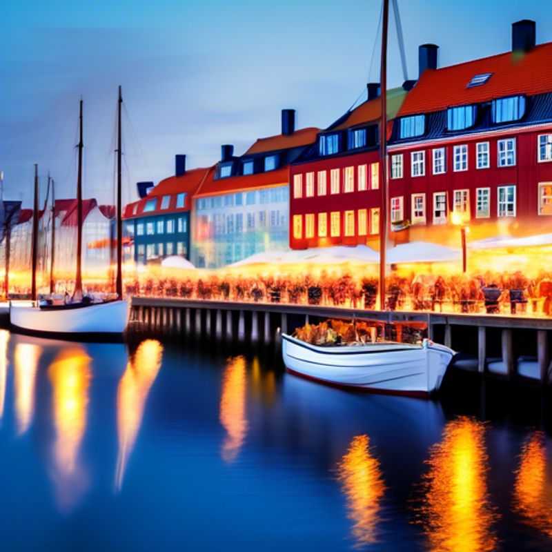 Two couples basking in the vibrant summer atmosphere of Nyhavn, Copenhagen, Denmark, surrounded by colorful historic buildings and enjoying a leisurely canal tour during their 3-day luxury getaway.