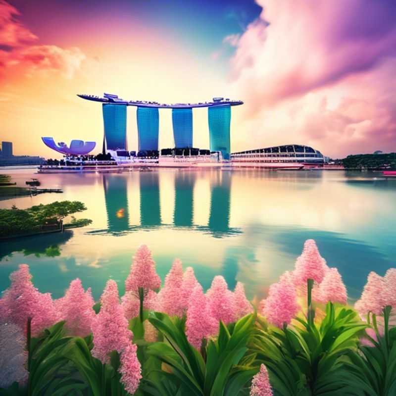 A couple experiencing the vibrant energy of Singapore, Singapore, as The Luxury Weekend Traveler, indulging in a whirlwind 24-hour adventure during spring, surrounded by stunning skyline views and lush gardens.